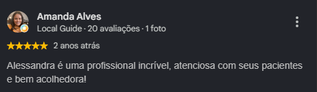 Avaliação 5 estrelas de Amanda Alves no Google